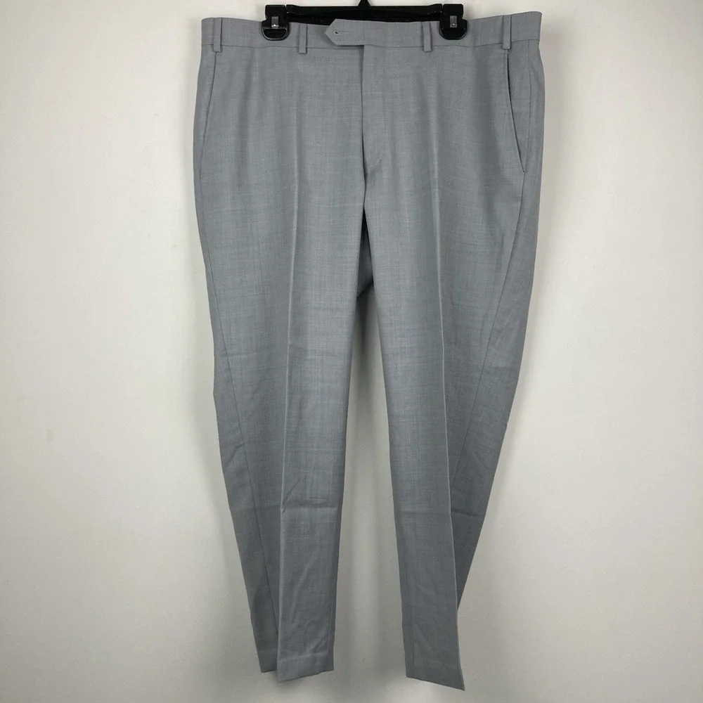 Bar III Mens Slim fit Dress Pants 38W 27L Light Grey Solid‎ Stretch